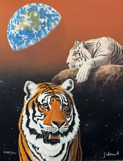 WILLIAM SCHIMMEL TIGERS OUR HOME TOO III Hand Signed Limited Edition Serigraph