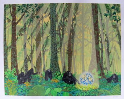 WILLIAM SCHIMMEL CHIMPS EARTH Hand Signed Serigraph CHIMPANZEE