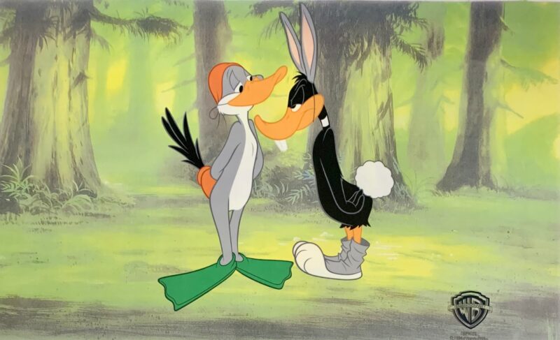 Warner Bros BUGS BUNNY DAFFY DUCK Sericel Rabbit Season Duck Season