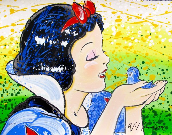 David Willardson SNOW WHITE, A FINE FEATHERED FRIEND Hand Signed Limited Ed. Serigraph