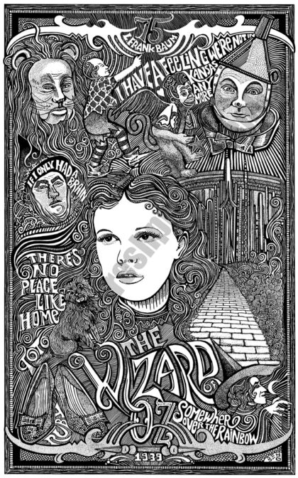 THE WIZARD OF OZ MOVIE Psychedelic Hand Signed Posterography Letterpress Art