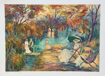Zina Roitman SUNSET ON THE LAKE Hand Signed Limited Edition Serigraph