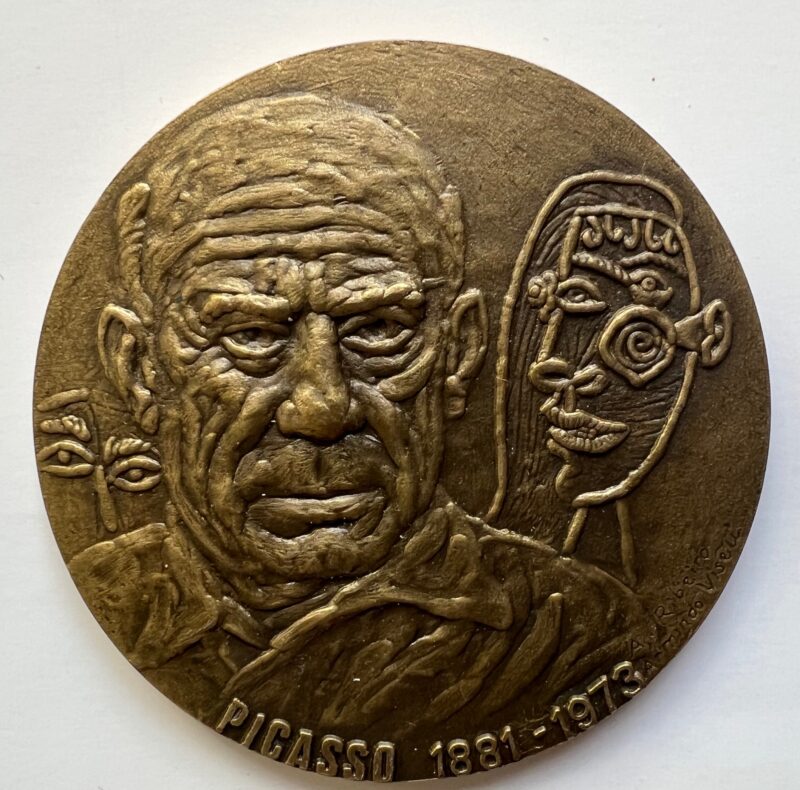 Pablo Picasso Signed Relief Bronze Medal Art 3" Diameter Guernica