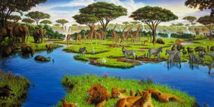 Charles Lynn Bragg AFRICAN WATERING HOLE Hand Signed Limited Ed. Giclee