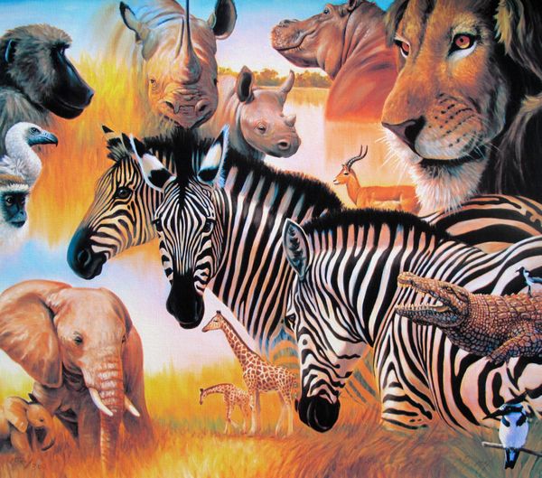 Charles Lynn Bragg AFRICAN MONTAGE Hand Signed Limited Ed. Giclee
