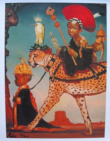 Ralph Wolfe Cowan AFRICAN PRINCE & PRINCESS Limited Ed. Giclee on Canvas