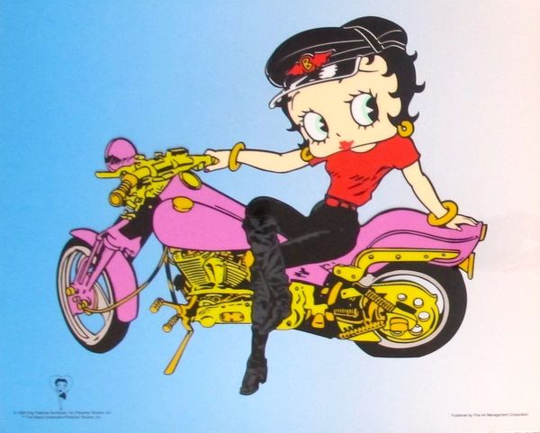 Betty Boop HARLEY MOTORCYCLE Large Animation Art Sericel