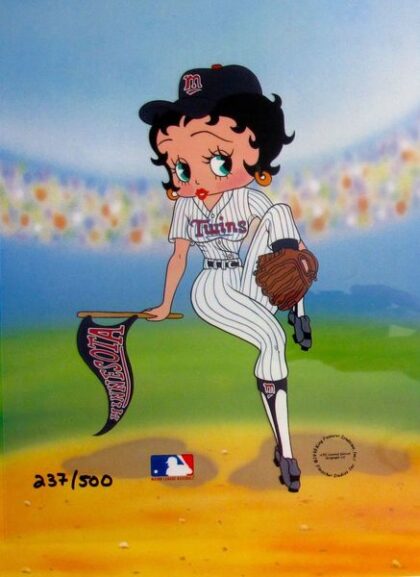 BETTY BOOP MINNESOTA TWINS BASEBALL Animation Art Sericel Cel