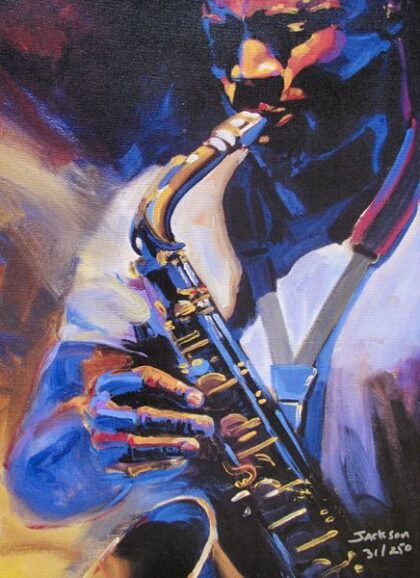 Christopher Jackson BLOWING THE HORN Limited Ed. Hand Signed Giclee on Canvas