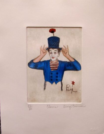 GEORGE CRIONAS “CLOWN” Hand Signed Limited Edition Color Etching