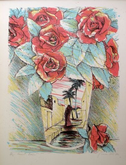 Susan Hall DESERT ROSES Hand Signed Limited Ed. Lithograph