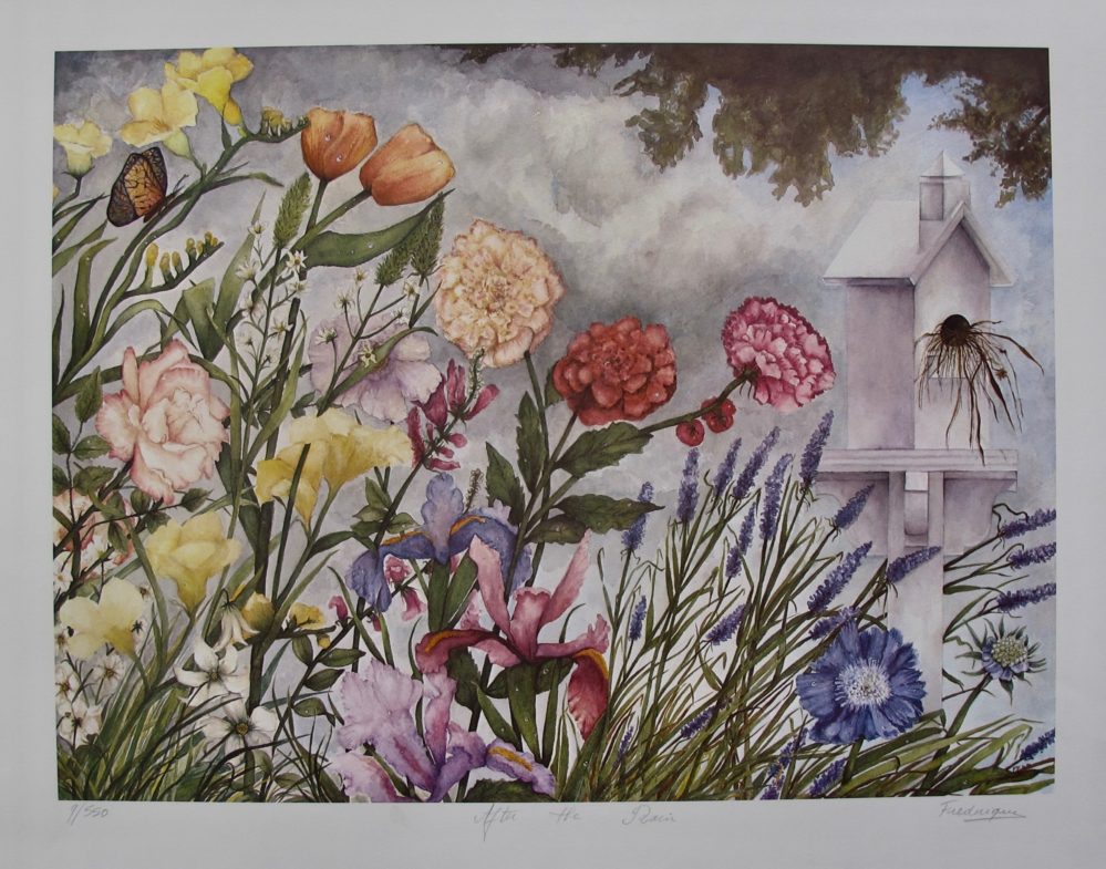 FREDERIQUE After the Rain Hand Signed Limited Edition Lithograph Flower Garden