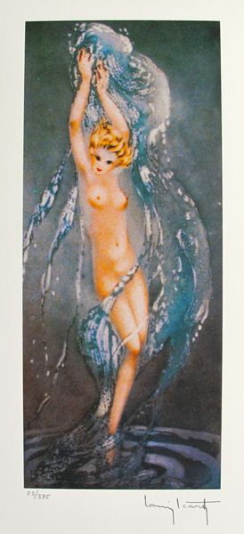 Louis Icart FOUNTAIN Facsimile Signed Limited Edition Giclee Small