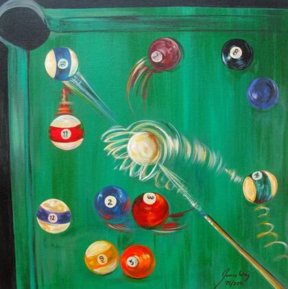 James Wing GREEN BILLIARDS Hand Signed Limited Ed. Giclee on Canvas