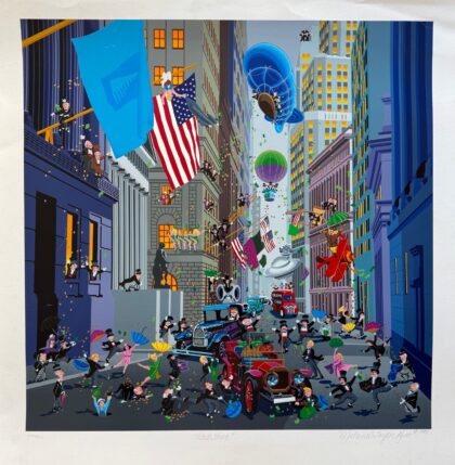 Melanie Taylor Kent WALL STREET Hand Signed Serigraph 23" x 23"