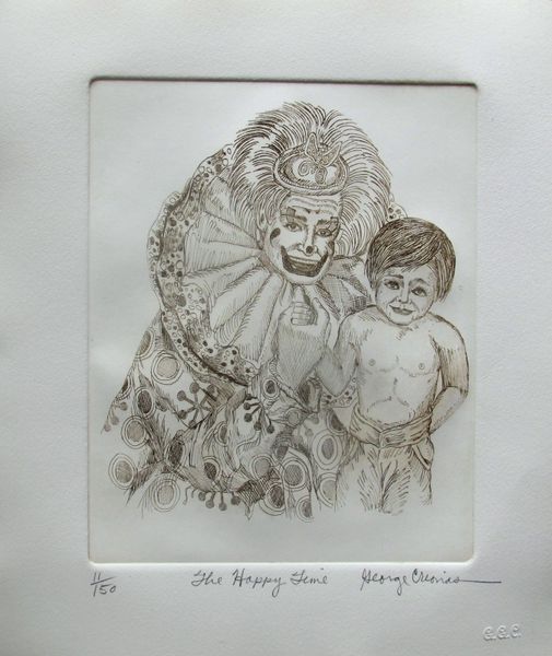 GEORGE CRIONAS “HAPPY TIME” Hand Signed Limited Edition Etching CLOWN
