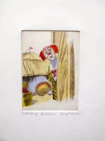 GEORGE CRIONAS “HELLO THERE” Hand Signed Limited Edition Color Etching CLOWN