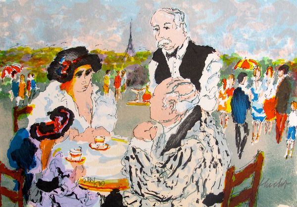 Urbain Huchet TEA AT TUILLERIES Hand Signed Limited Edition Lithograph