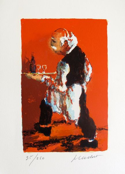 Urbain Huchet THE WAITER Hand Signed Limited Edition Lithograph
