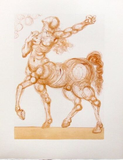 Salvador Dali 1960 DIVINE COMEDY INFERNO #25 Color Woodcut Wood Block Engraving