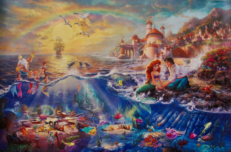 THOMAS KINKADE Ariel The Little Mermaid Giclee on Canvas