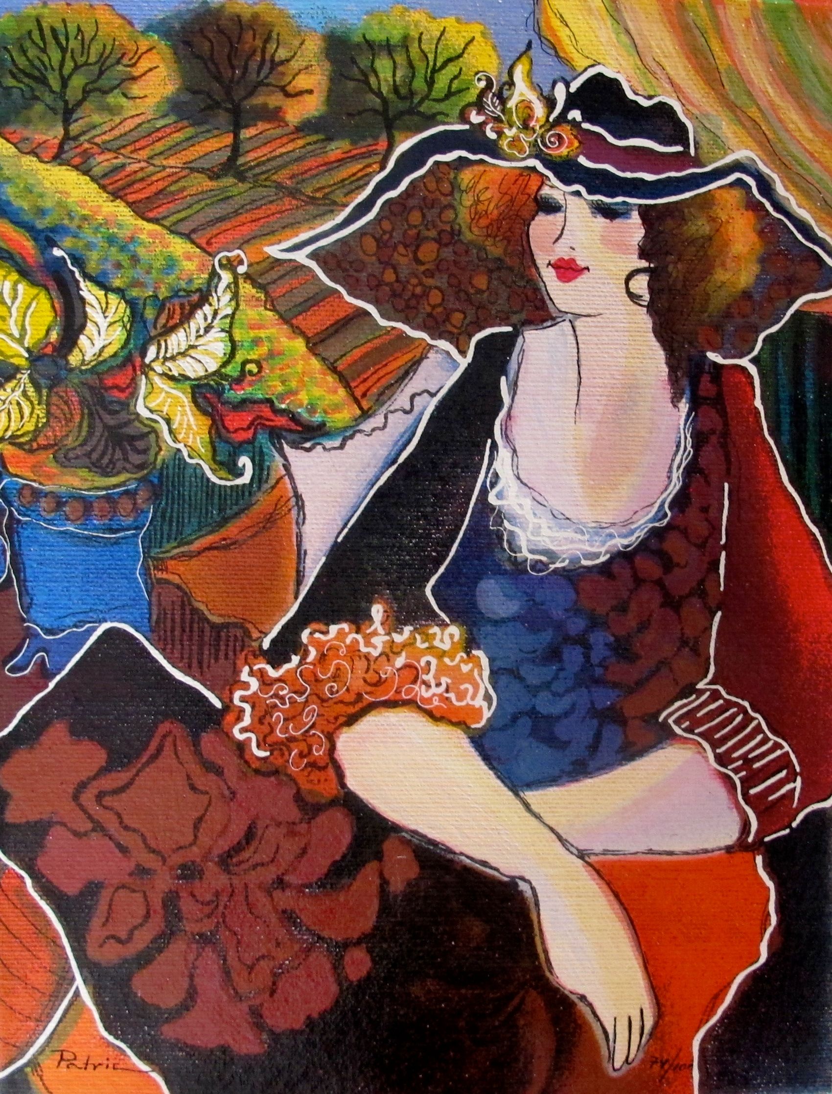 Patricia Govezensky LADY CHAPEAU Hand Signed Limited Edition Serigraph on Canvas