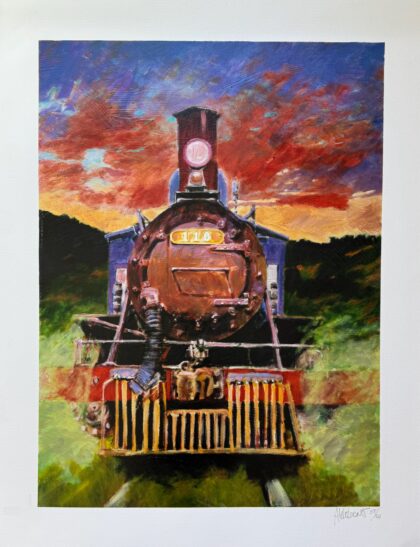 Aldo Luongo OLD AND GLORIOUS TRAIN Hand Signed Limited Edition Serigraph Art 40" x 31"