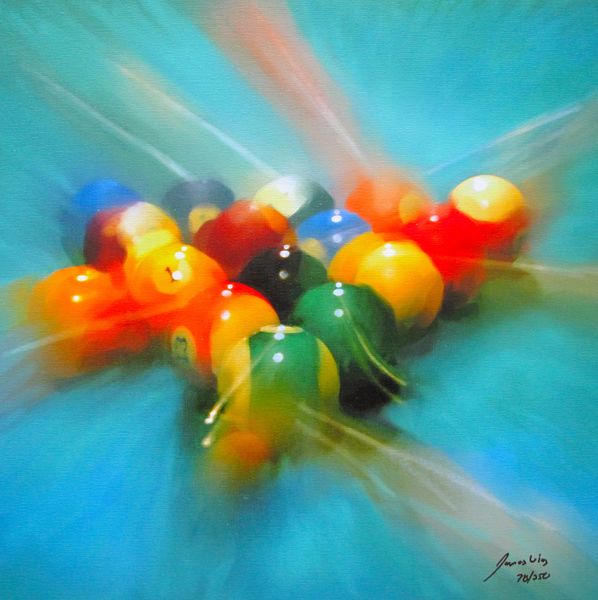 James Wing LIGHT BLUE BALL BREAK Hand Signed Limited Ed. Giclee on Canvas