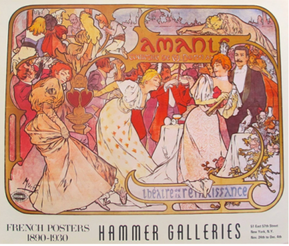 Hammer Galleries FRENCH POSTER Art Print 1890-1930 “Amants Comedie de Madonna”