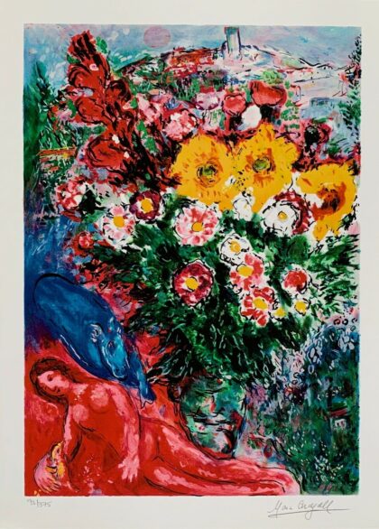 Marc Chagall LES SOUCIS Limited Edition Signed Giclee Art 34" x 22"