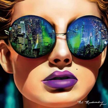 MARC RUDINSKY Shades of New York 3-D Lenticular Hologram Signed Art 27" x 27"