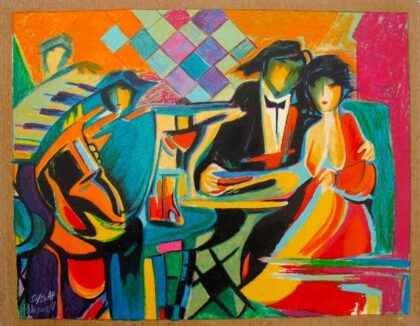 Philip Maxwell THE JAZZ CLUB Limited Edition Hand Signed Serigraph on Canvas