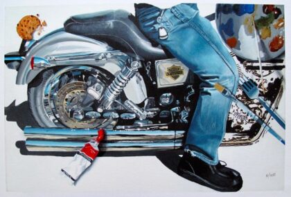 Roderick Stevens MOTORCYCLE DENIM Hand Signed Limited Edition Giclee on Canvas