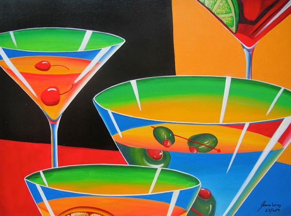 James Wing MULTI MARTINI Hand Signed Limited Ed. Giclee on Canvas James Wing MULTI MARTINI Hand Signed Limited Ed. Giclee on Canvas