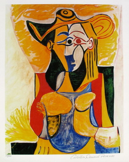 #40 SEATED WOMAN WITH YELLOW AND GREEN HAT Pablo Picasso Estate Signed Giclee