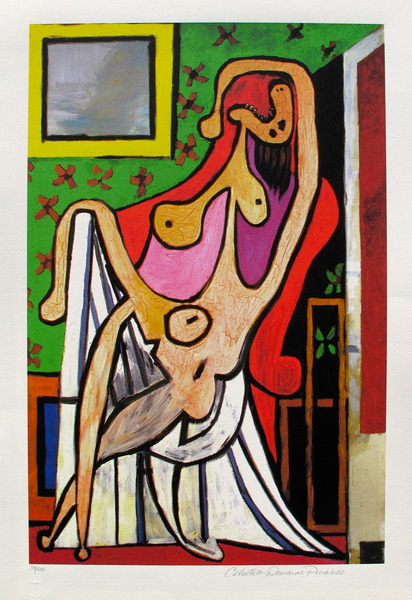 #54 LARGE NUDE IN RED ARMCHAIR Pablo Picasso Estate Signed Giclee