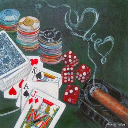 James Wing POKER HAND Hand Signed Limited Ed. Giclee on Canvas