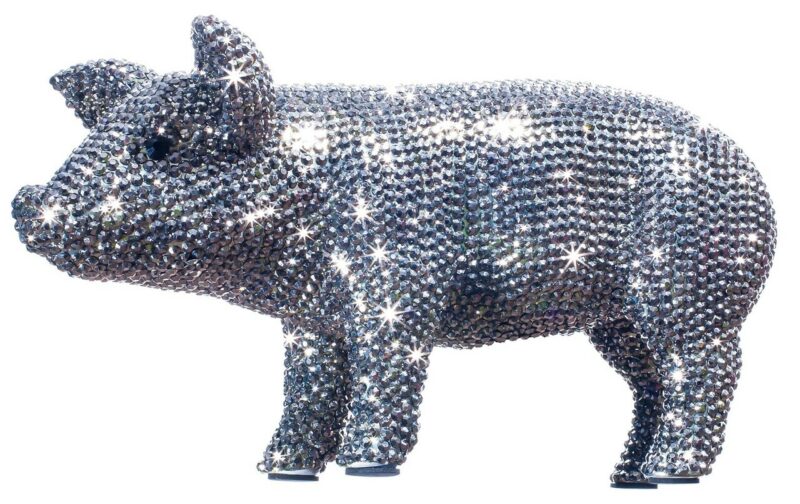 Crystal Rhinestone 12" Pig Pop Art Sculpture Large Bling Figure Bank