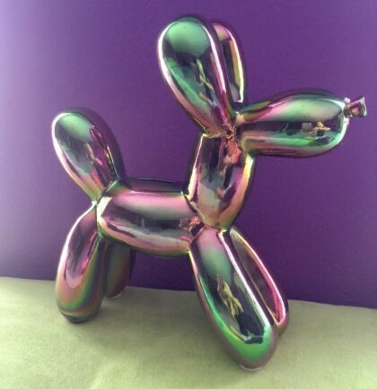 Jeff Koons Metallic Iridescent Balloon Dog Pop Art 12" Sculpture Figure