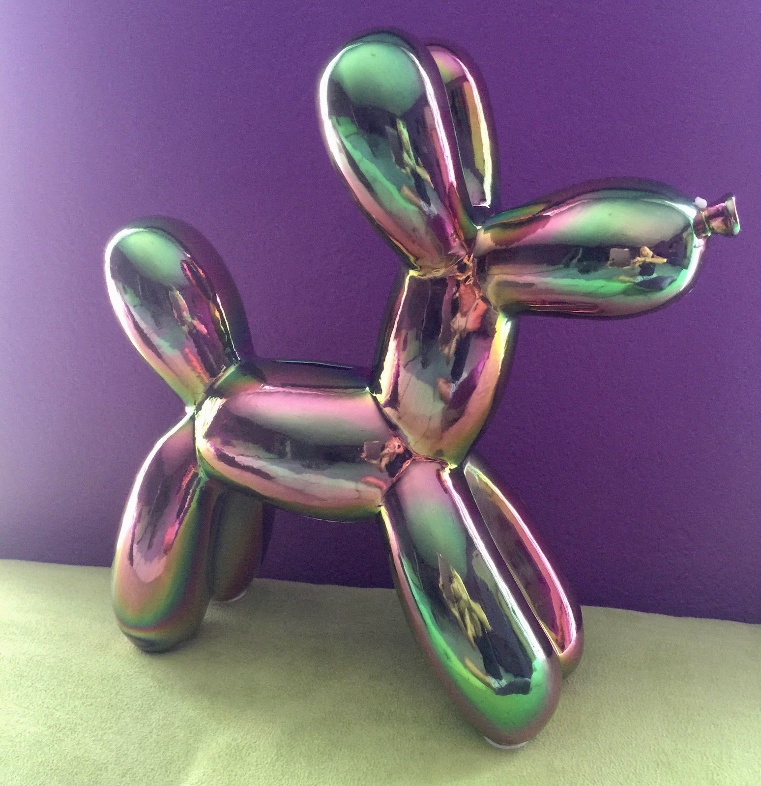 Optimaal D.w.z Slager Jeff Koons Metallic Iridescent Balloon Dog Pop Art 7.5" Sculpture Figure -  Forgotten Treasurez®