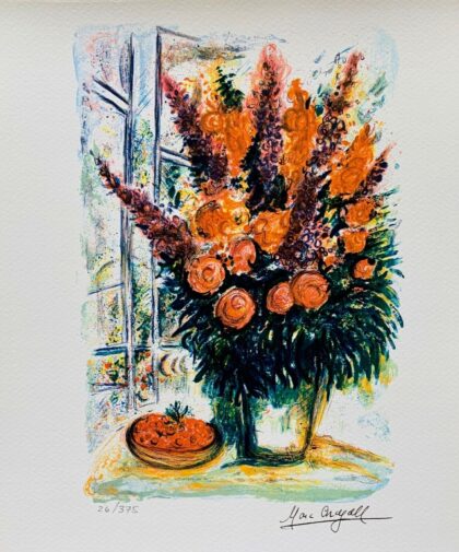 Marc Chagall BOUQUET WITH BOWL OF CHERRIES Limited Edition Facsimile Signed Giclee 12" x 11"