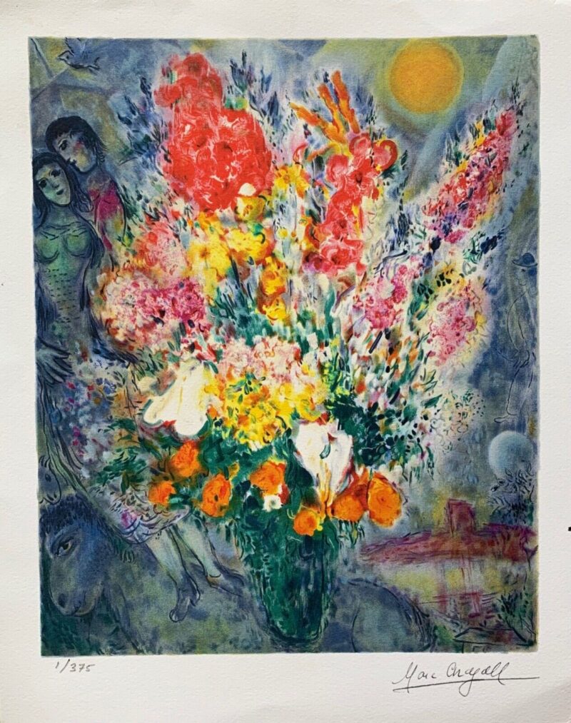 Marc Chagall ORIGINAL BOUQUET Limited Edition Facsimile Signed Giclee 12″ x 9″