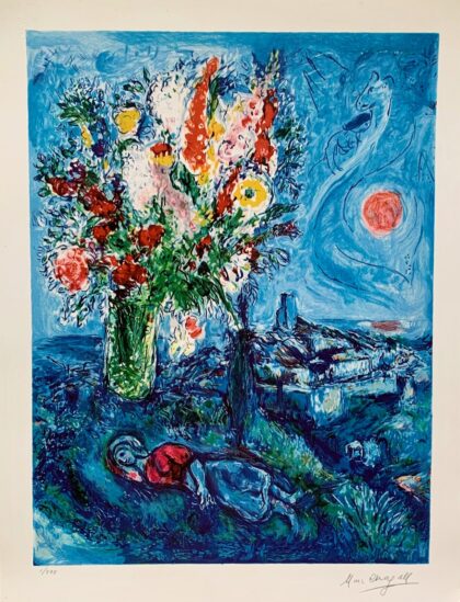 Marc Chagall DORMEUSE AUX FLEURS Facsimile Signed Limited Edition Giclee 21"x17"