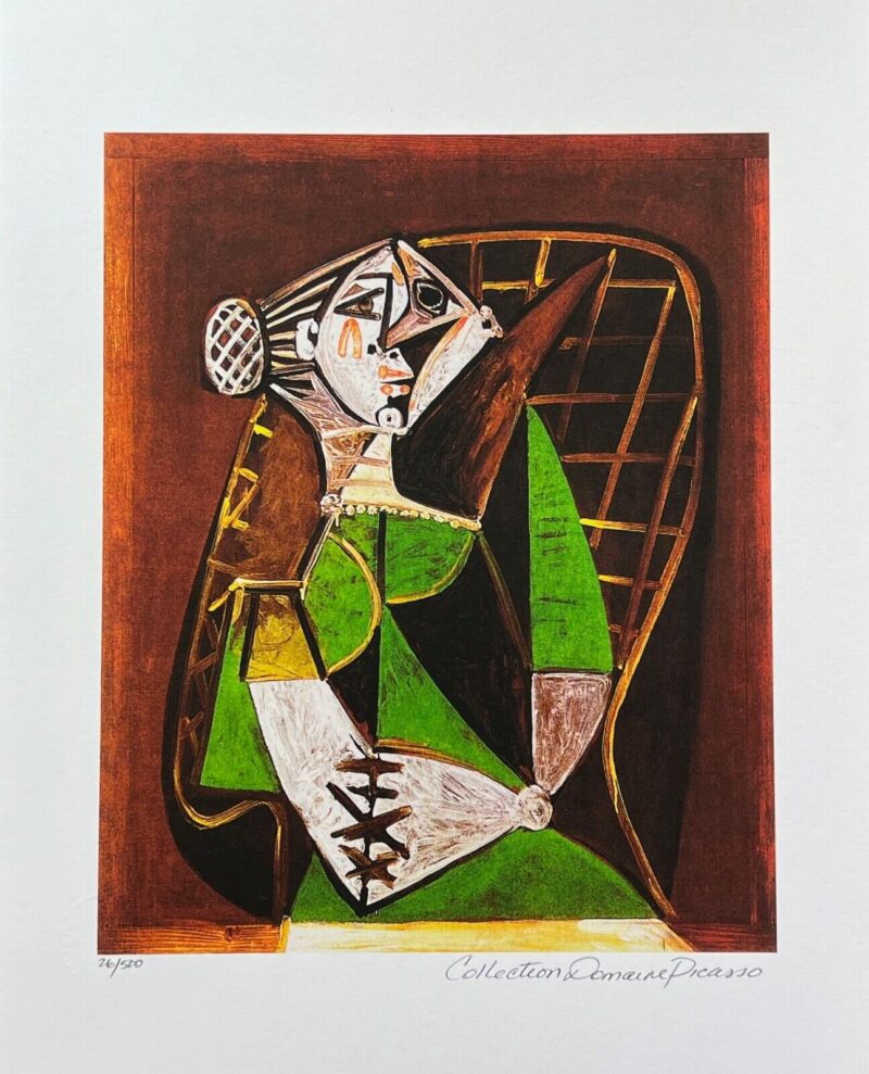 Pablo Picasso WOMAN IN GREEN DRESS Estate Signed Limited Edition Giclee 20" x 13"