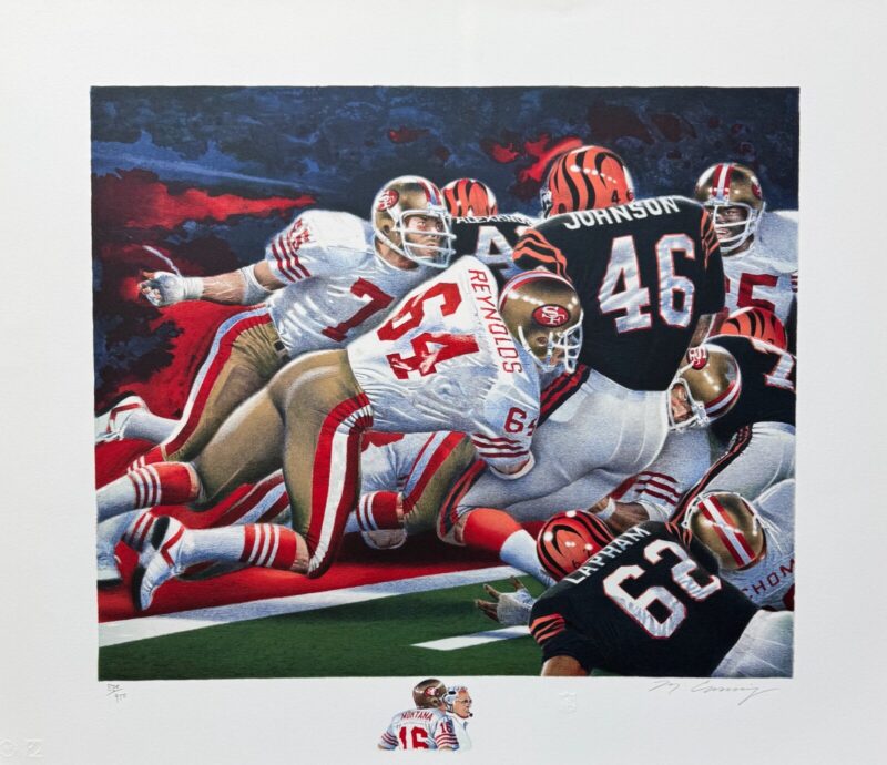 Merv Corning Hand Signed Lithograph SUPER BOWL Joe Montana San Francisco 49ers
