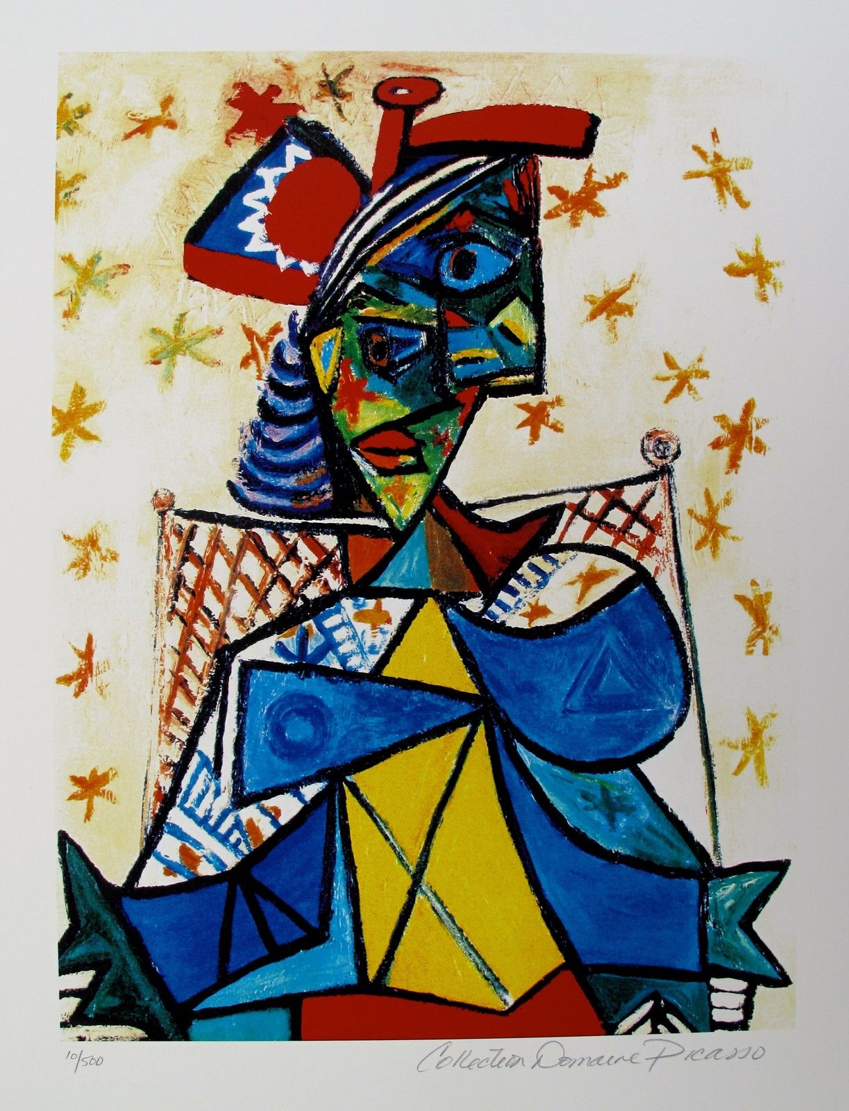 Pablo Picasso SEATED WOMAN WITH RED & BLUE HAT Estate Signed Limited Edition Small Giclee