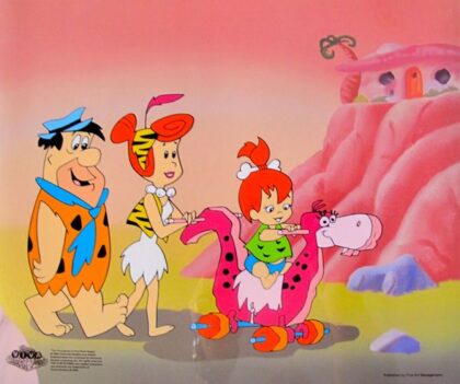 The Flintstones STROLLING WITH PEBBLES Animation Art Sericel