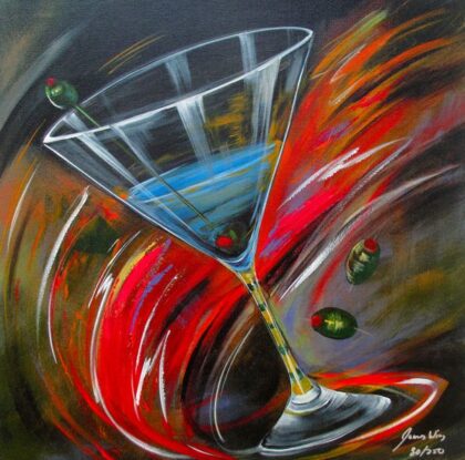 James Wing SWIRL MARTINI Hand Signed Limited Ed. Giclee on Canvas